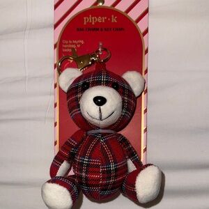 Piper K Red Plaid Bear Bag Charm